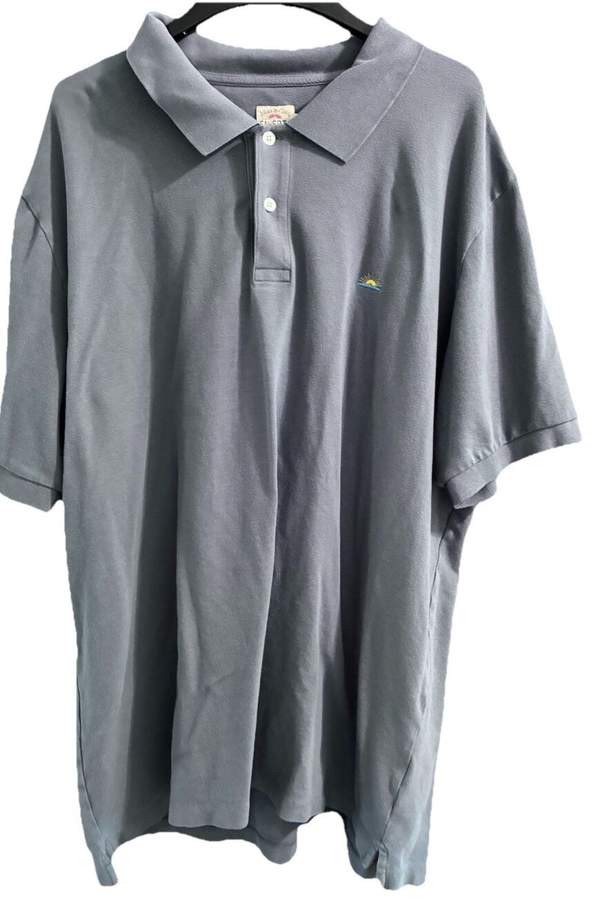 Faherty Pique Stretch Polo Shirt Short Sleeve Blue gray Golf Mini Logo Men XXL